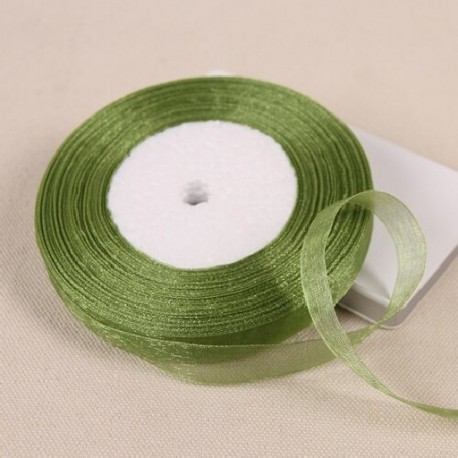 Szín: jiang grenn - 50 yard/tekercs 12 mm-es sifon szalagok esküvői ajándékcsomagoló masni kézműves munkákhoz