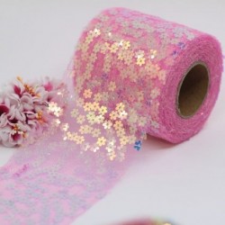 Szín: 8 cm rózsa - 1 méteres színes csillogó csillag flitterek puha géz tüll szövet DIY kézzel készített haj