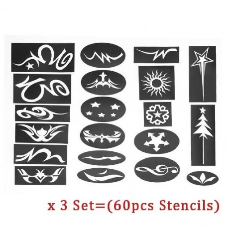 Szín: 3 szett - 20x-60x Hajvágó tetováló sablon faragott színező minta stencil tetoválás fodrászszalon hajformázó