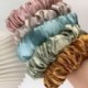 Fehér szín - Női Silk Scrunchy elasztikus, kézzel készített többszínű hajpánt lófarok tartó fejpánt