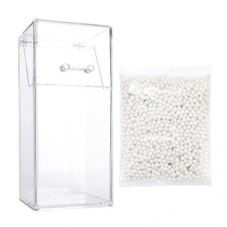 Szín: doboz fehér gyöngy - Kozmetikai tárolódoboz, nagy kapacitású, több rácsos porálló sminkecset tartály