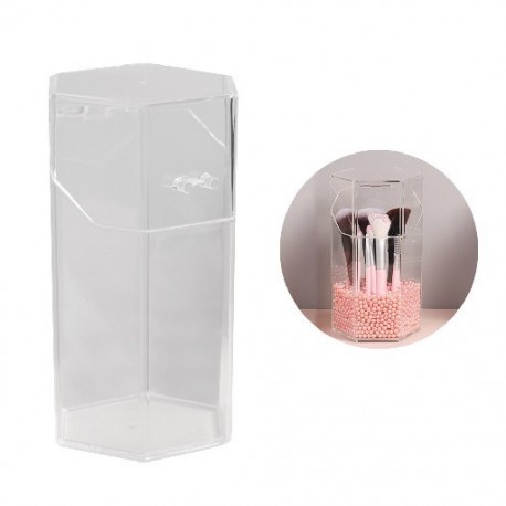 Szín: hatszög - Kozmetikai tárolódoboz, nagy kapacitású, több rácsos porálló sminkecset tartály körömlakk kijelző