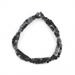 Szín: fekete achát - 5x5 mm-es kocka alakú kő gyöngyök üledék foltos jáspis kvarc laza gyöngyök ékszerekhez