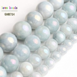 Cikk átmérője: 6mm 62db gyöngy - Világoskék gyöngyök galvanizált kőből barkácsolt gyöngyök barkács