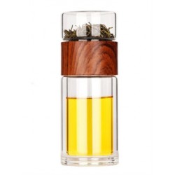Szín: Gesztenyebarna - Kiváló minőségű dupla üvegű kulacs tokkal Tea Vizes palack Környezetbarát Drink Infuser Tumbler