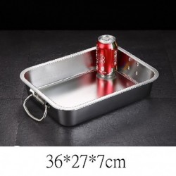 Szín: 36x27x7 cm - Vastag rozsdamentes acél, négyzet alakú mosdókagyló mélytálas gyümölcs élelmiszer tároló konyhai