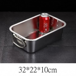 Szín: 32x22x10 cm - Vastag rozsdamentes acél, négyzet alakú mosdókagyló mélytálas gyümölcs élelmiszer tároló