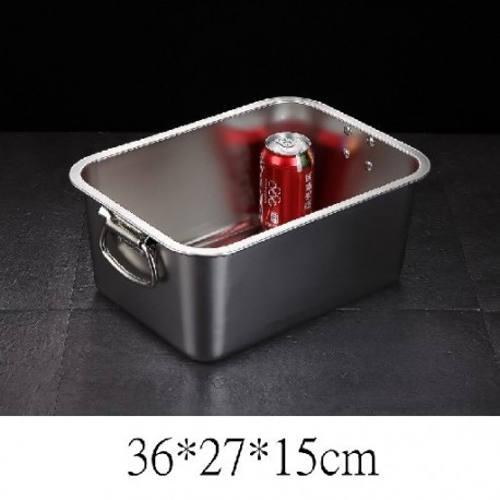 Szín: 36x27x15 cm - Vastag rozsdamentes acél, négyzet alakú mosdókagyló mélytálas gyümölcs élelmiszer tároló