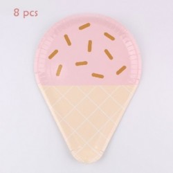 Szín: 9 hüvelykes lemez 8db11 - Kegiatan Tema Ulang Tahun Seri Es Krim Peralatan Makan Sekali Pakai Sendok Pertemuan Pesta