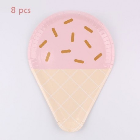 Szín: 9 hüvelykes lemez 8db11 - Kegiatan Tema Ulang Tahun Seri Es Krim Peralatan Makan Sekali Pakai Sendok Pertemuan Pesta