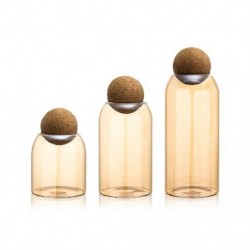 Szín: 3 db-barna - Botol Kaca Bebas Timah Transparan Disegel Tangki Penyimpanan Wadah Penyimpanan Biji-bijian Penyimpanan Dapur