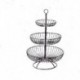 Szín: FEHÉR B - Rumah Tangga 3 Lapisan Buah Piring Meja Logam Keranjang Hitam Gaya Retro Nampan Rak Penyimpanan WF1020 Kue
