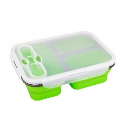 Szín: zöld - Kotak Makan Siang Portabel Dapat Dilipat Silikon 1100Ml Kotak Makan Siang Besar Mangkuk Kapasitas Ramah