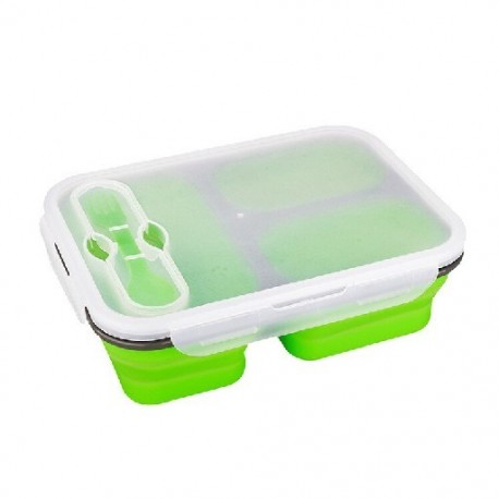Szín: zöld - Kotak Makan Siang Portabel Dapat Dilipat Silikon 1100Ml Kotak Makan Siang Besar Mangkuk Kapasitas Ramah