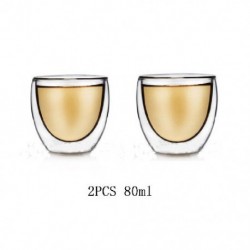 Szín: 2 DB 80ml - 6 Buah Cangkir bögre Kopi Susu Terisolasi Kaca Dinding Lapisan Ganda Cangkir Minum Panas Minuman Sehat