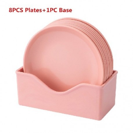 Szín: C - 9 Buah/Set Piring Hidangan Penutup Bulat Pola Marmer Dapur Imitasi Melayani Piring Porselen Saláta Piring Bulat