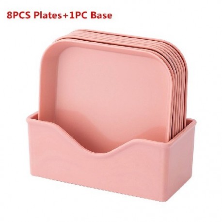 Szín: D - 9 Buah/Set Piring Hidangan Penutup Bulat Pola Marmer Dapur Imitasi Melayani Piring Porselen Saláta Piring Bulat