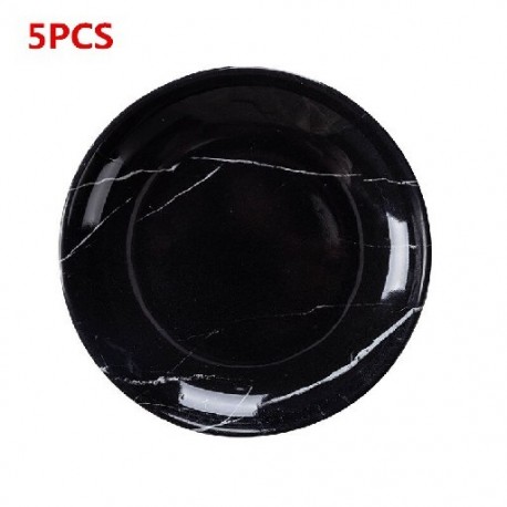 Szín: E - 9 Buah/Set Piring Hidangan Penutup Bulat Pola Marmer Dapur Imitasi Melayani Piring Porselen Saláta Piring Bulat