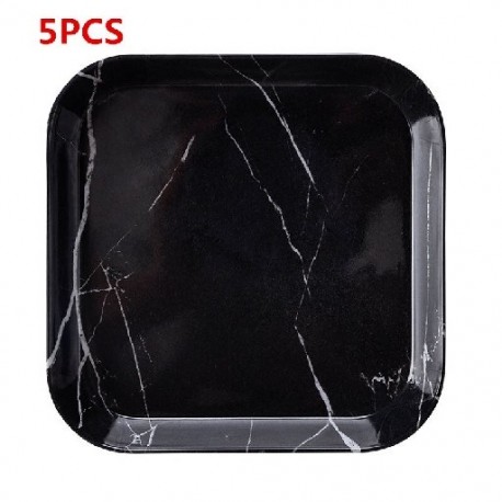 Szín: F - 9 Buah/Set Piring Hidangan Penutup Bulat Pola Marmer Dapur Imitasi Melayani Piring Porselen Saláta Piring Bulat