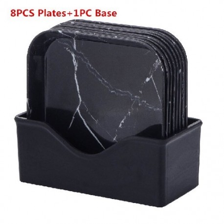 Szín: H - 9 Buah/Set Piring Hidangan Penutup Bulat Pola Marmer Dapur Imitasi Melayani Piring Porselen Saláta Piring Bulat