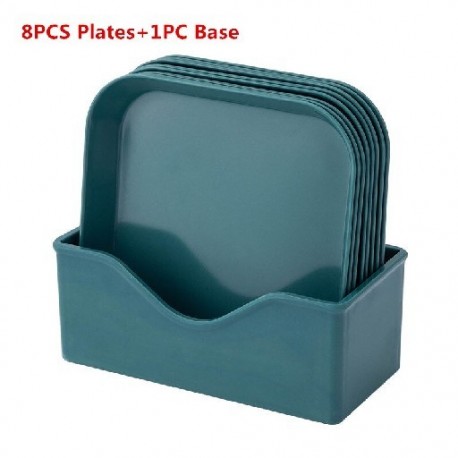 Szín: L - 9 Buah/Set Piring Hidangan Penutup Bulat Pola Marmer Dapur Imitasi Melayani Piring Porselen Saláta Piring Bulat