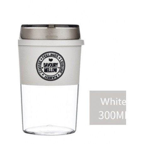Szín: 300 ml fehér - Kualitas Tinggi 300Ml/400Ml Bahan Tritan Botol Air Antibocor Botol Minum BPA Gratis Cangkir Kopi Anti