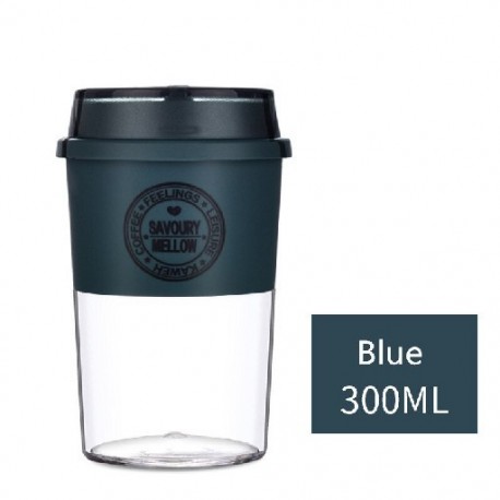 Szín: 300 ml kék - Kualitas Tinggi 300Ml/400Ml Bahan Tritan Botol Air Antibocor Botol Minum BPA Gratis Cangkir Kopi Anti-panas