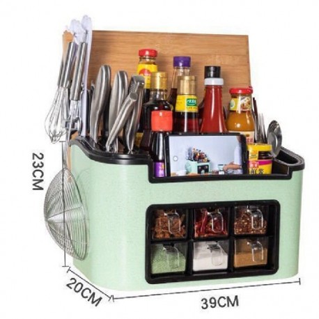 Szín: B1 - Kotak Bumbu Dapur Multifungsi Wadah Toples Bumbu Rak Penyimpanan Pisau Rempah Rak Perlengkapan Dapur Szervező Kaca