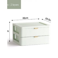 Szín: zöld - 2 szint - 2/3/4 Tingkatan Nordic Kantor Desktop Szervező Laci Kotak Penyimpanan Maszkoló Kamar Mandi Aksesoris
