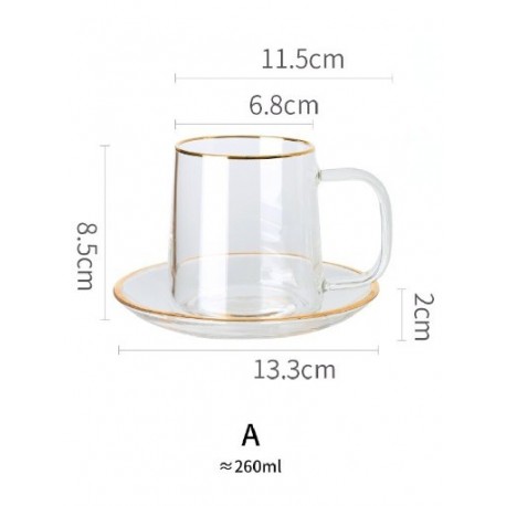 Szín: A - RHE Set Cangkir Kopi Kaca 260Ml dan Cangkir Kopi Set Cangkir Teh Bögre Bir Susu Sarapan Toko Kopi Set Gelas Minum