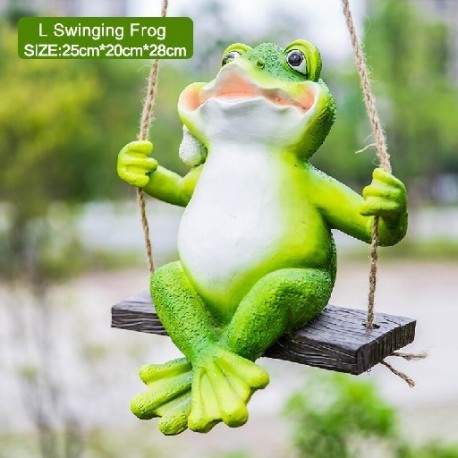 Szín: L Swing Frog - Kreatív Aranyos Békák Macska Kutya Gyanta fekvő Mikulás szobor Beltéri kültéri Dekoráció Dísz