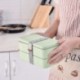 Szín: zöld - 1200 ml-es búzaszalma, kétrétegű ebédlődoboz kanállal Healthy tárolóval Ebéddoboz anyaga Bento dobozok