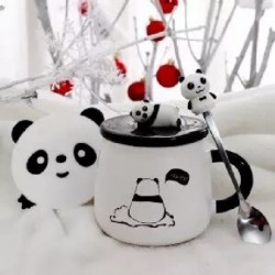 Szín: 4 - Panda bögre kávés reggeli csésze nagy kapacitású vizes pohár tejes csésze kanál kávéscsészével Kreatív