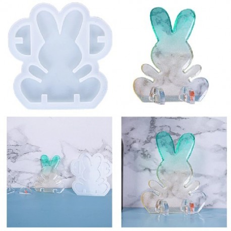 Fehér szín - 1 db húsvéti nyuszi öntőforma tapadásmentes 3D aranyos nyúl epoxigyanta forma szilikon szappan forma