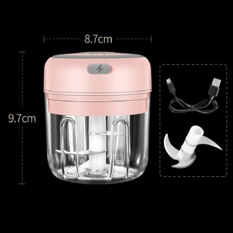 Szín: 200 ml rózsaszín - Mini elektromos fokhagymadaráló, hordozható élelmiszer-aprító Zöldségprés aprító, USB