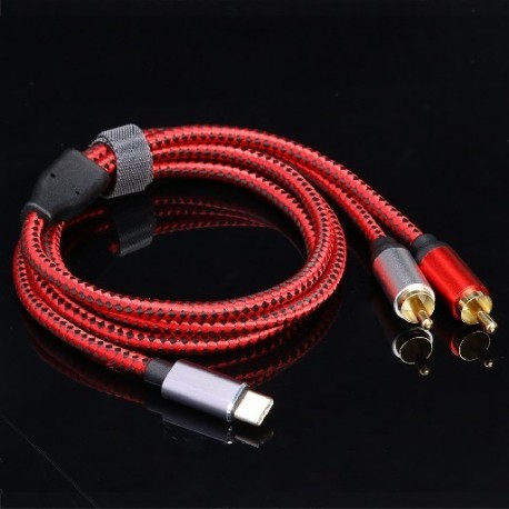 Hossz: 0,5M - USB C RCA audiokábel C típusú USB apa-2 RCA dugós audiokábel adapterkábel Sumsung Xiaomi Huawei táblagép