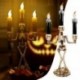Szín: narancs - Halloween LED csontváz szellem kézi gyertyafények füstmentes koponya szellem tartó gyertya lámpa