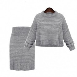 Szín: fukszia - Kétrészes szett női szoknyák hosszú ujjú felsők   ceruza szoknya 2 részes női pulóver   kötött