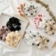 Szín: sárga - 1 db Vintage Print Scrunchies Hajkötél Chiffon Scrunchie Női Elasztikus Hajpántok Lófarok Tartók Lányok