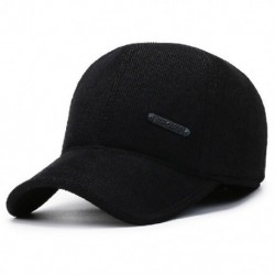 Fekete szín - 2021 Corduroy téli sapkák Állítható baseball sapkák férfiaknak Snapback Hat Casquette Alkalmi hip-hop apa