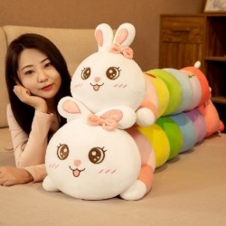 Magasság: 100cm - 1db 100/120/140cm Kawaii Rabbit Caterpillar plüss játékok Szép színes rovar plüss párna kitömött