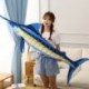 Magasság: 60 cm - 60-140 cm-es szimulációs kék marlin plüssjátékok, kitömött puha, kreatív párna hal babák Vicces