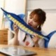 Magasság: 60 cm - 60-140 cm-es szimulációs kék marlin plüssjátékok, kitömött puha, kreatív párna hal babák Vicces