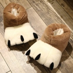 Magasság: 36-40 euró - Szimuláció Állatmancs plüss pamut cipők Kawaii macska, medve mancs kitömött papucs otthon