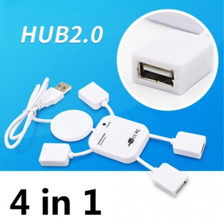 4 portos USB 2.0 nagysebességű hub számítógép Laptop babaalakú fehér