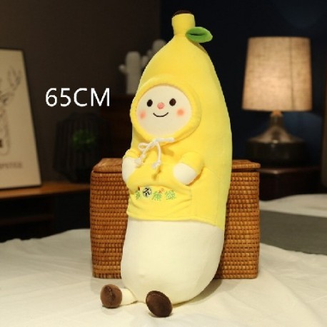 Szín: 65 cm - 1db 30-85cm Vicces banán plüssjátékok Kawaii Fruit Banana Baby ruhával párnával töltött puha babák