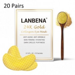 LANBENA 20Pár 24 k arany kollagén szem alvó maszk öregedésgátló ránc bőrfeszesítő
