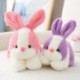 Szín: zöld - 22 cm-es Kawaii 4 szín szimuláció nyúl plüss baba kitömött aranyos igazi állat nyuszi plüss játékok