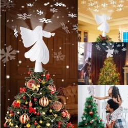 Szín: fehér szögletes lámpák - Csillogó angyal karácsonyfa tetejű lámpák LED projektor falra hulló hópehely