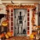 Szín: Kúszó szellem - Halloween Creeping Ghost Csipke függöny Halloween ajtó ablak dekoráció otthonra ijesztő koponya